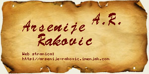 Arsenije Raković vizit kartica